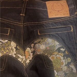 Evisu Japanese Selvedge denim jeans. Daicock Design. NO STRETCH. Thick.Worn once